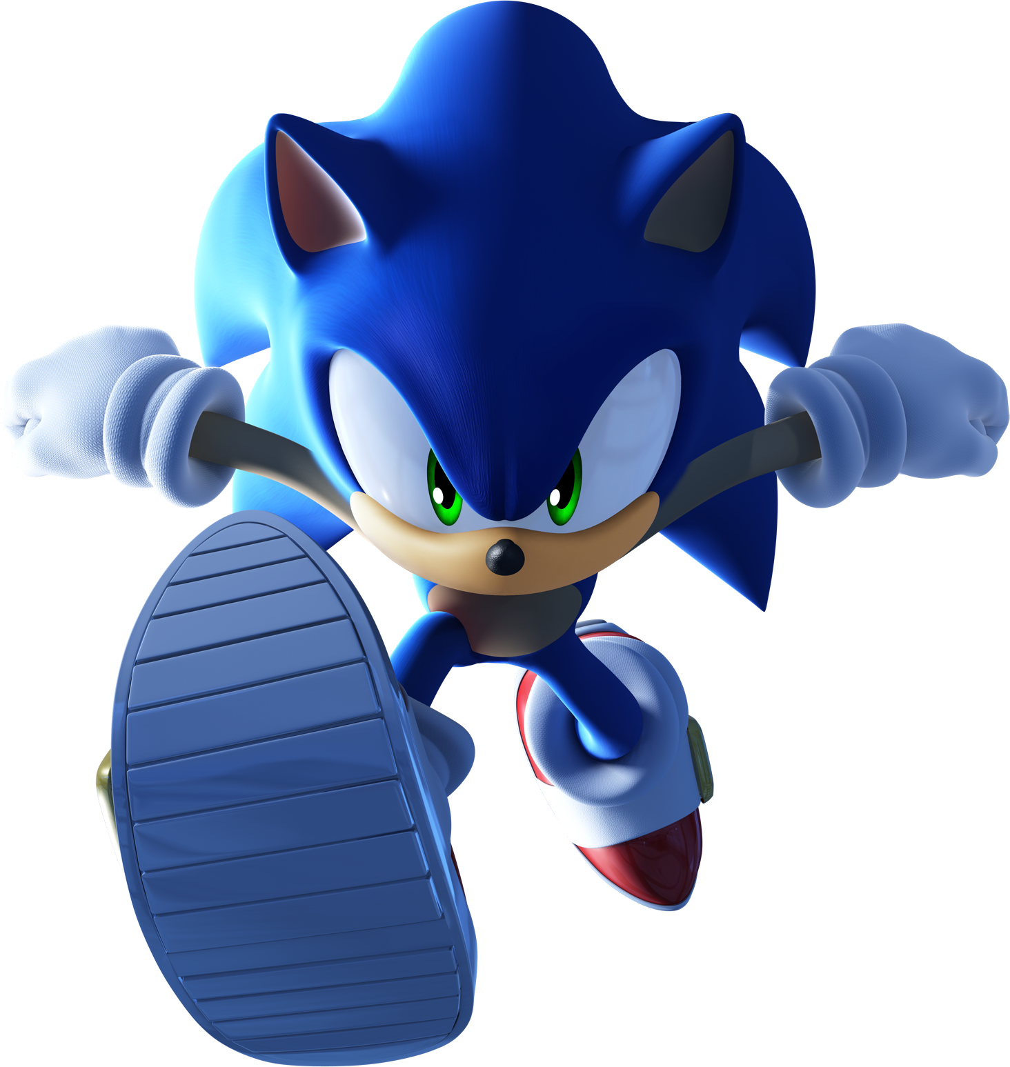 3d render of sonic the hedgehog running towards the viewer